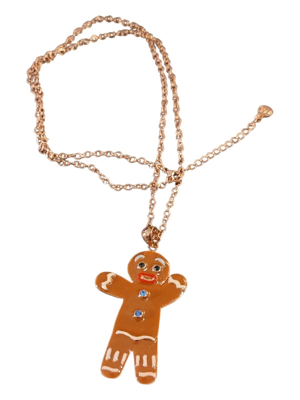 Gingerbread Charm Pendant Necklace in Rose-Gold